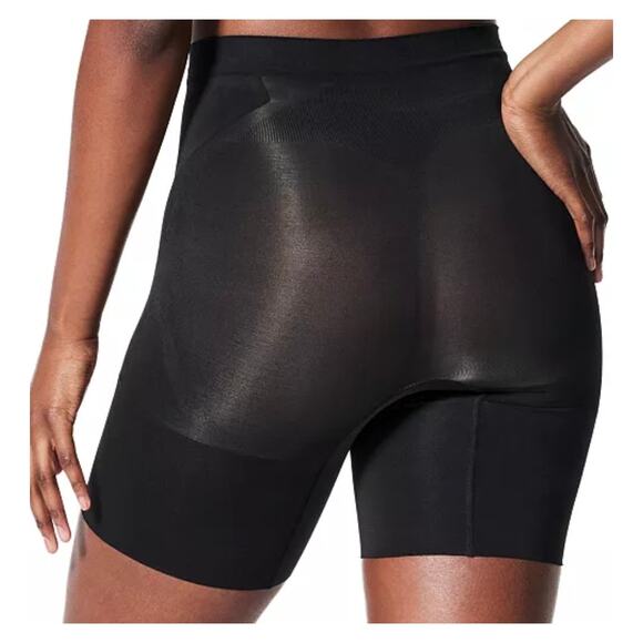 Spanx OnCore Mid-Thigh Shorts Shapewear Sculpting Stretch Very Black Size L - Picture 3 of 8